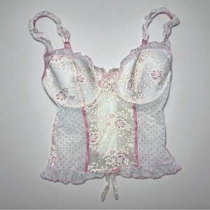 Native Intimates Lace Floral Bustier Coquette Corset Underwire Valentines Tank
